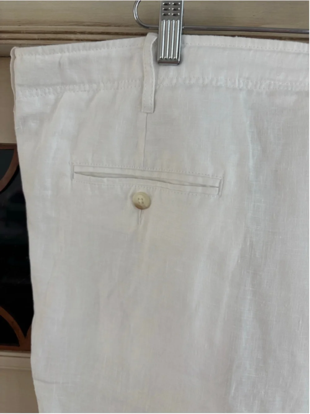 EUC Perry Ellis Mens 100% Linen Bright White Cuffed 40x30 Pants